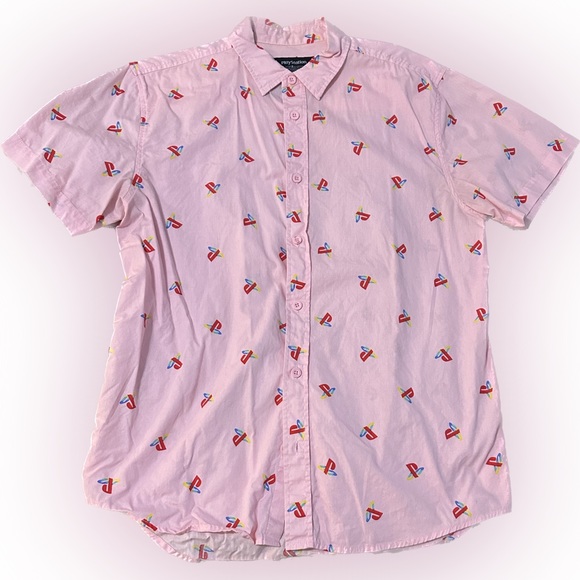 PlayStation Pink Logo Short Sleeve Button Down - Picture 2 of 5